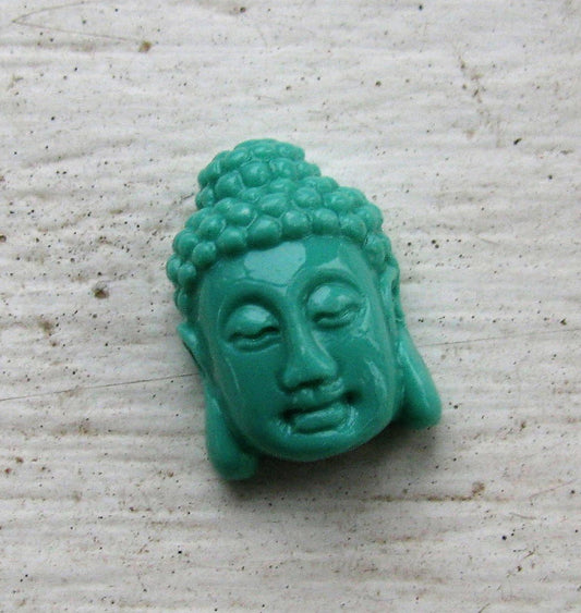 Imiterad Korall - Buddha, Grönturkos 16x11mm, 1 styck