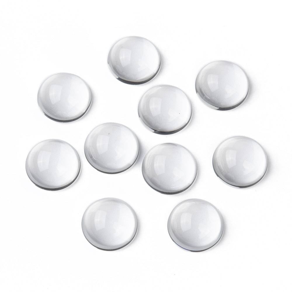 Flatbacks cabochoner - Rund, klart glas, 25mm, 10-pack