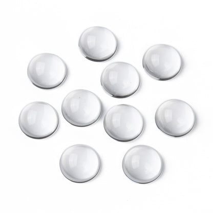 Flatbacks cabochoner - Rund, klart glas, 25mm, 10-pack