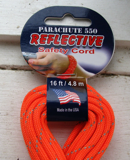 Paracord 550 - Reflective Orange 4mm, 4,8 m