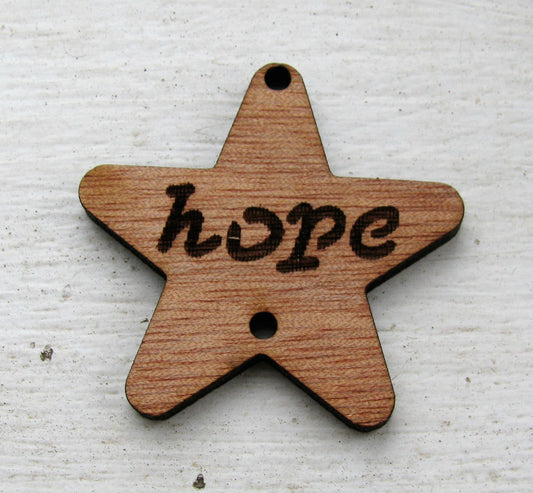 Hänge / Connector Trä -Stjärna "Hope"  40mm 1 styck