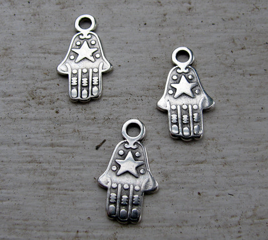 Berlock silverfärgad -  Hamsa med stjärna 3- pack