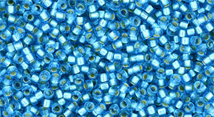 TOHO seed beads - Silver-Lined Frosted Dk Aquamarine 15/0