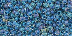 TOHO seed beads -Inside-Color Luster Crystal/Capri Blue-Lined (11-188) 11/0