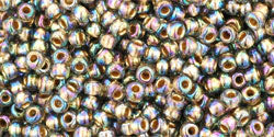 TOHO seed beads - Gold-Lined Rainbow Black Diamond (11-999) 11/0