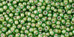 TOHO seed beads - Inside-Color Luster Peridot/Opaque White-Lined (11-1046) 11/0