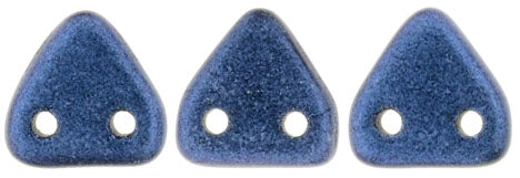 Triangle Bead - Two hole, Metallic Suede Blue 6mm, 10 gram