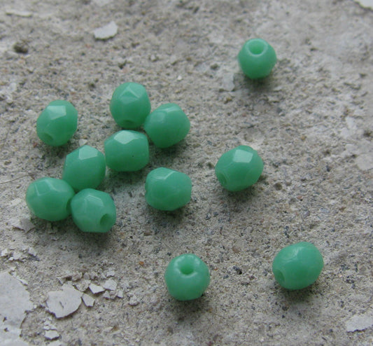 Tjeckiska Firepolish - Green Turquoise 3 mm, 50- pack