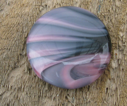 Cabochon Rund - Rosa / Svart ca 24mm 1 styck