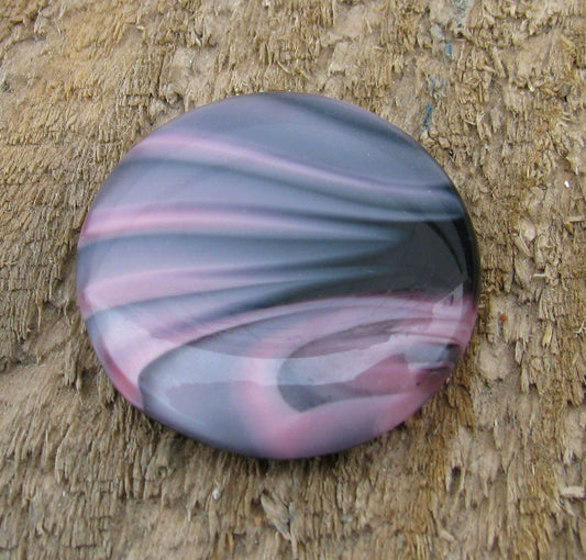 Cabochon Rund - Rosa / Svart ca 24mm 1 styck