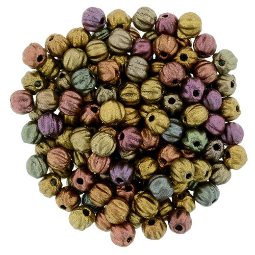 Tjeckiska Melon Round - Matte Metallic Bronze Iris 3mm 50- pack