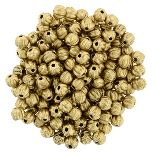 Tjeckiska Melon Round - Matte Metallic Flax 3mm 50- pack