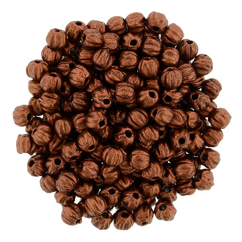 Tjeckiska Melon Round - Matte Metallic Dark Copper 3mm 50- pack