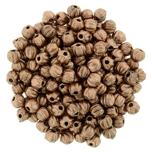 Tjeckiska Melon Round - Matte Metallic Bronze Copper 3mm 50- pack