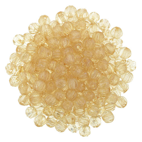 Tjeckiska Melon Round - Luster Transparent Champagne 3mm 50- pack