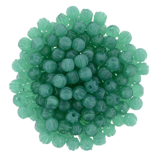 Tjeckiska Melon Round - Alabaster Malachite Green 3mm 50- pack