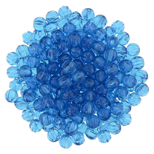 Tjeckiska Melon Round - Capri Blue 3mm 50- pack