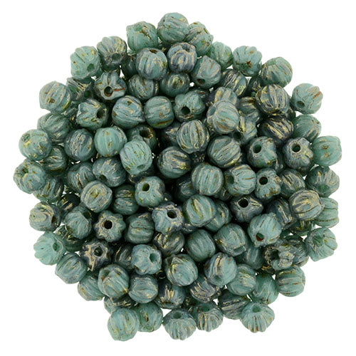 Tjeckiska Melon Round - Turquoise Bronze Picasso 3mm 50- pack