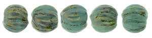 Tjeckiska Melon Round - Turquoise Bronze Picasso 3mm 50- pack