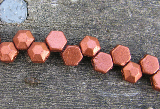 Honeycomb Jewel -  Bronze fire red  6mm, 1 sträng