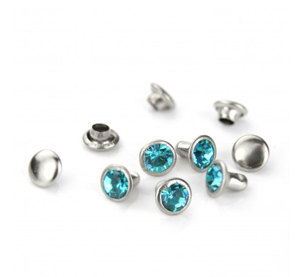 Nitar ImpressArt - Czech Crystal Snap Rivets, Round- Aquamarine (5st)