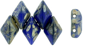 Matubo Gemduo - Opaque Blue Silver Picasso 8x5mm