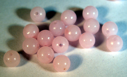 Jade rund - Rosa 6mm 20- pack