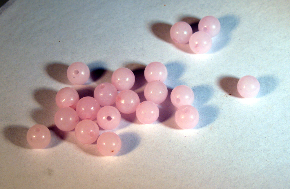 Jade rund - Rosa 6mm 20- pack