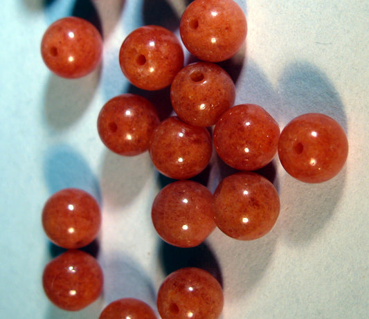 Jade rund - Orange 6mm 1 sträng