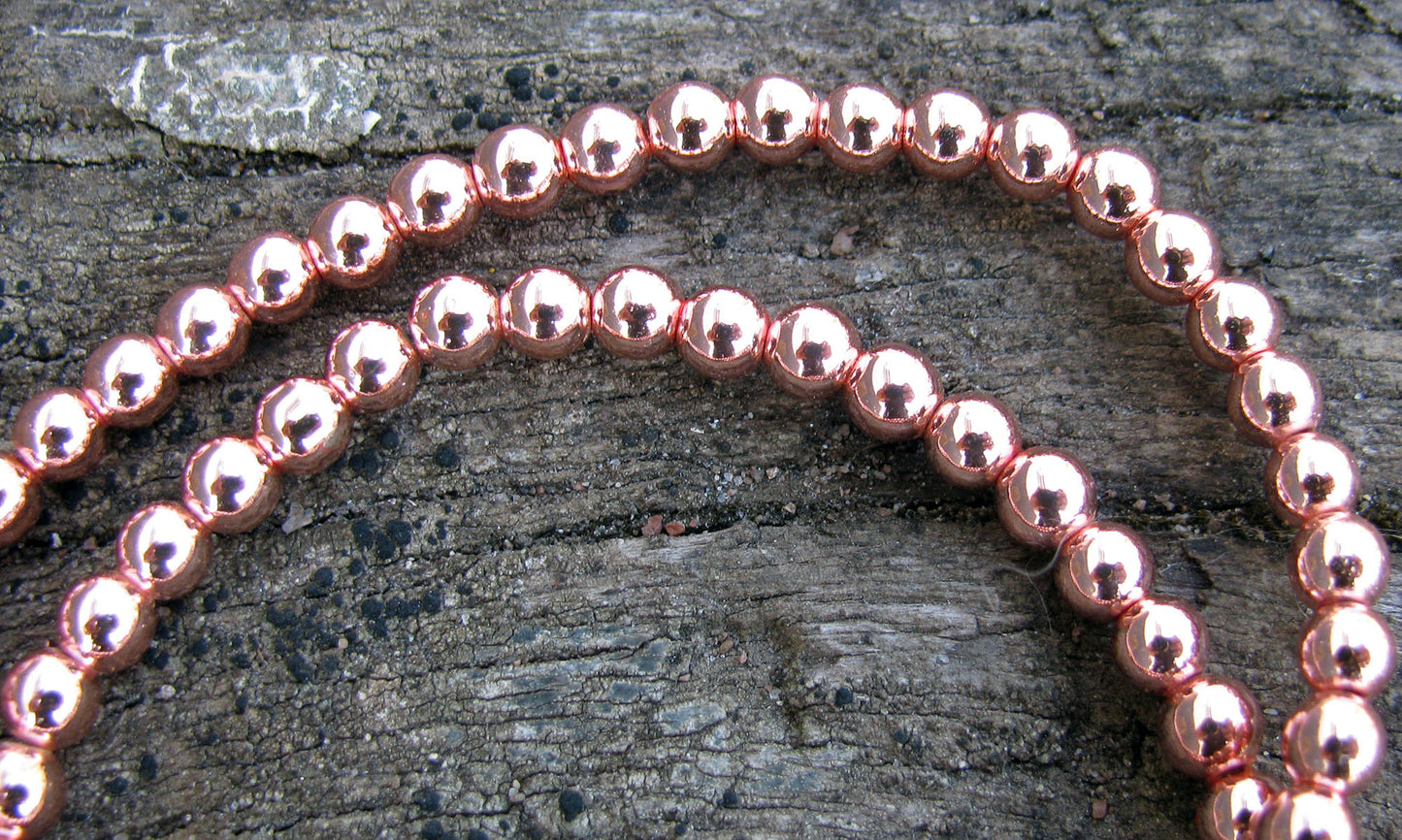 Imiterad Hematit - Metallic Roséguldfärgad 4mm, 1 sträng