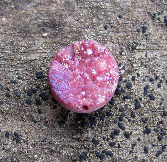 Druzy Agat - Rund Rosa ca 7-10mm, 1 styck