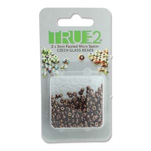 Facetterad Micro Spacers - Dark Bronze 2x3mm, 6 gram