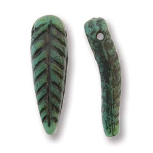 Bird Feather - Turquoise Green Travertin Black 5x17mm 1 stäng