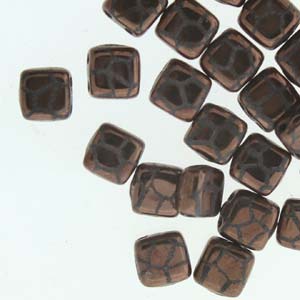 Tile Beads - Jet Laser Bronze Cracked