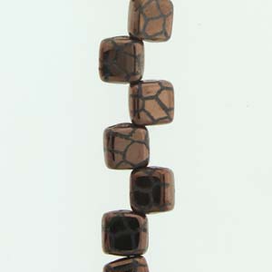 Tile Beads - Jet Laser Bronze Cracked, 1 Sträng