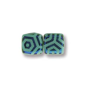 Tile Beads - Green Turquoise Laser Azuro Web, 1 Sträng