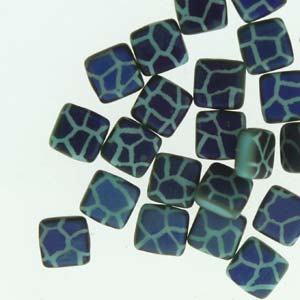 Tile Beads - Green Turquoise Laser Azuro Cracked Matte, 1 Sträng