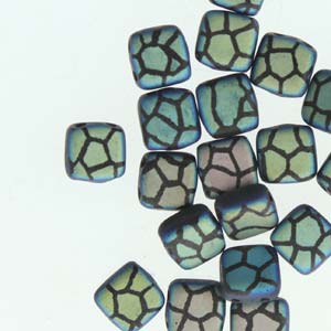 Tile Beads - Jet Laser AB Cracked Matte