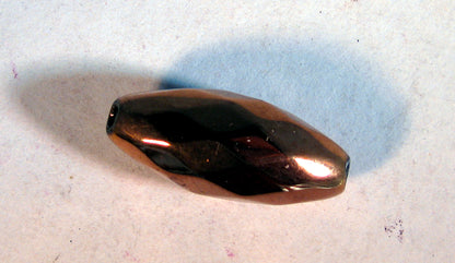 Facetterad glaspärla - Oval koppar,28x12mm