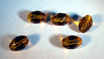 Glaspärlor Facetterade - Oval, Bärnsten, 13x9mm, 5- pack