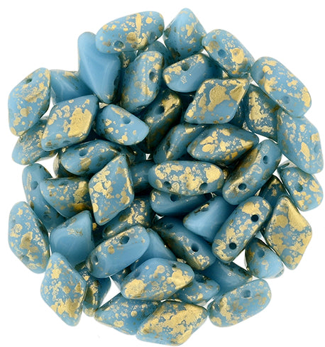 Matubo Gemduo - Gold Splash Blue Turquoise 8x5mm