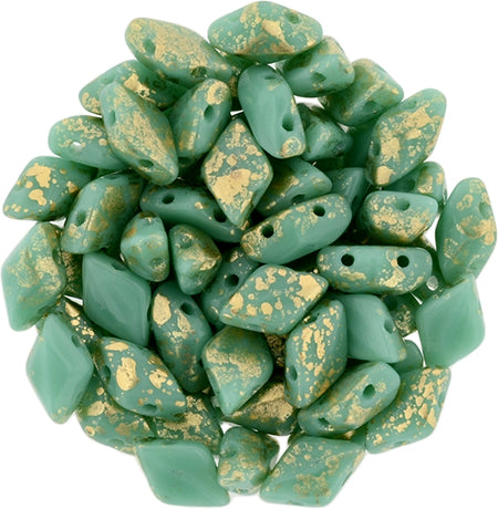 Matubo Gemduo - Gold Splash Opaque Turquoise 8x5mm