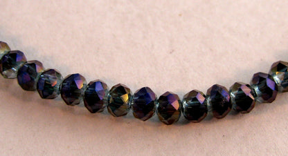 Facetterade glaspärlor - GråTurkos/Lila, 3x2mm, 1 sträng