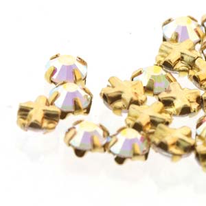 Rose Montees SS10 - Crystal AB Gold 3mm 10- pack