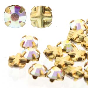 Rose Montees SS10 - Crystal AB Gold 3mm 10- pack