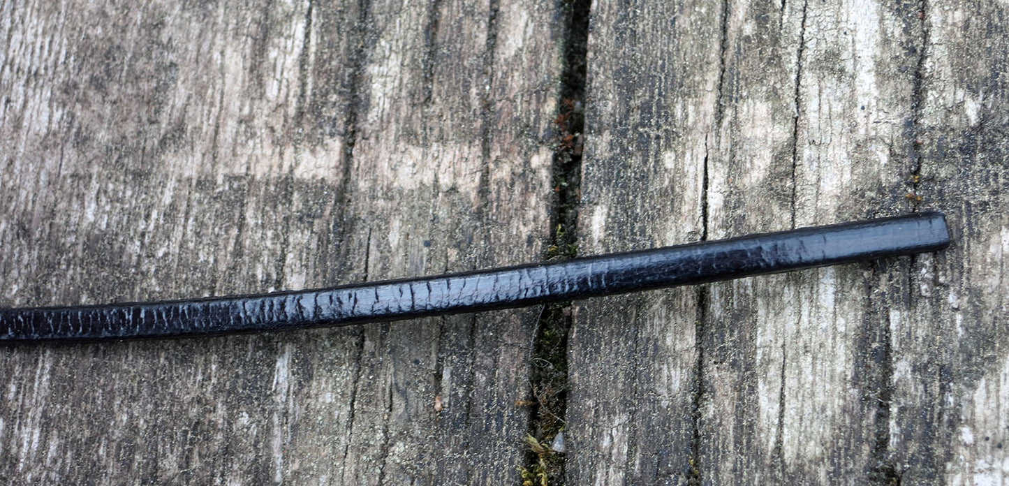 Läderband platt bred - Svart 3mm, 20 cm