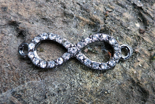 Connector infinity - Evighetstecken strass Gunmetalfärgad 33x10mm , 1 styck