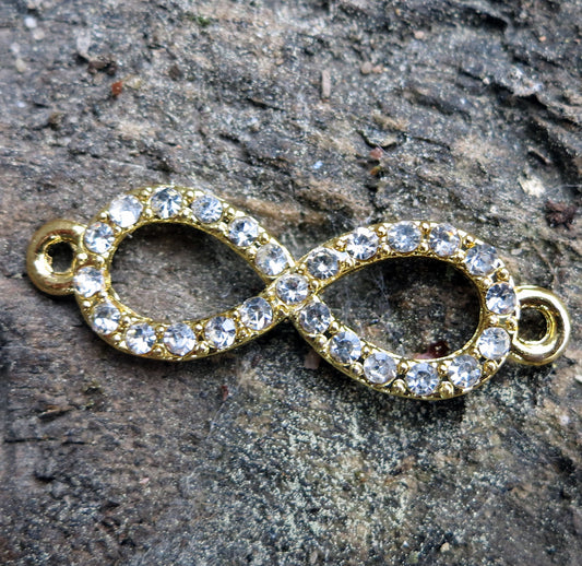 Connector infinity - Evighetstecken strass Guldfärgad 33x10mm , 1 styck