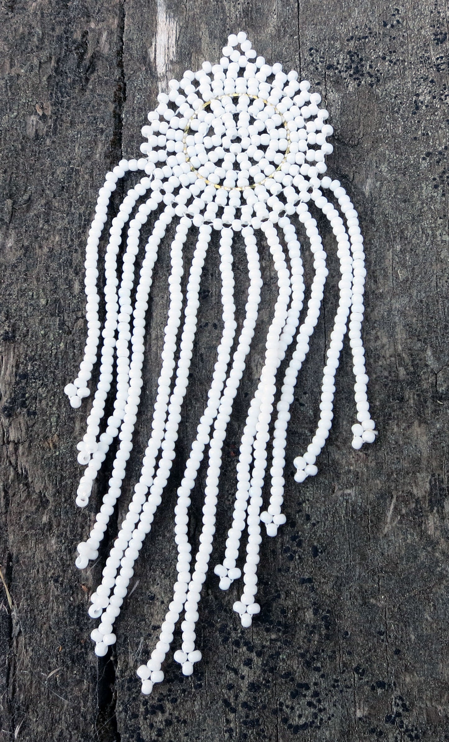 Hänge Seed beads- Drömfångare Vit 100mm 1 styck