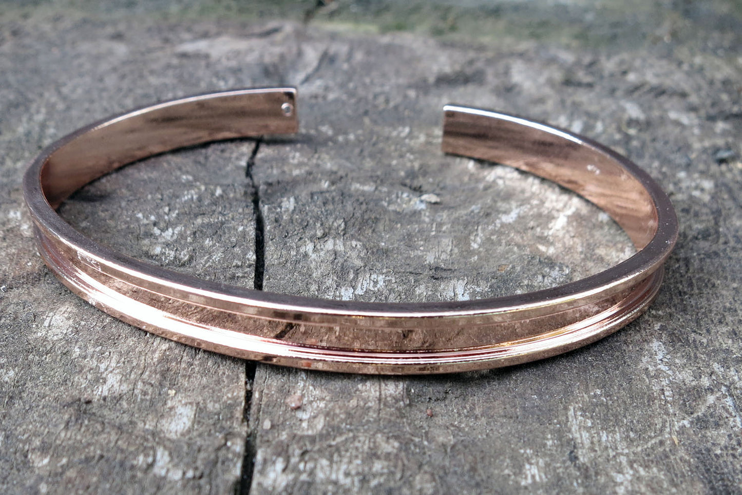 Armbandsstomme Roséguldfärgad - Breda platta band 3mm